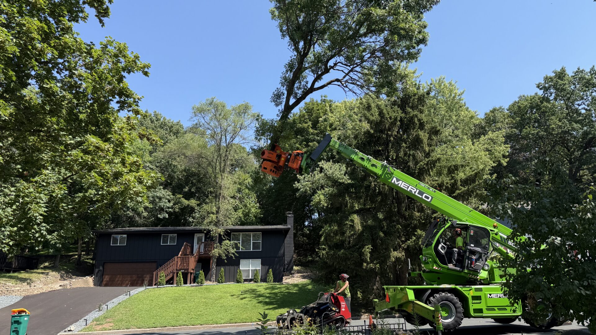 Merlo removing oak tree on Somers St in North Hudson, WI